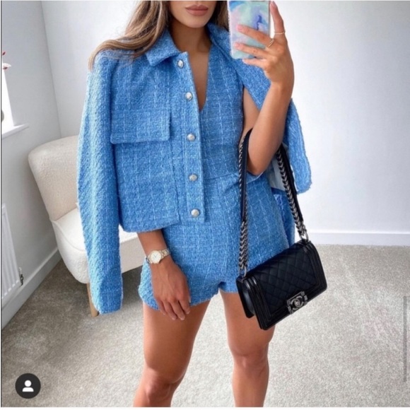 NWT Zara Short Textured Weave Jumpsuit and Jacket - Picture 3 of 5